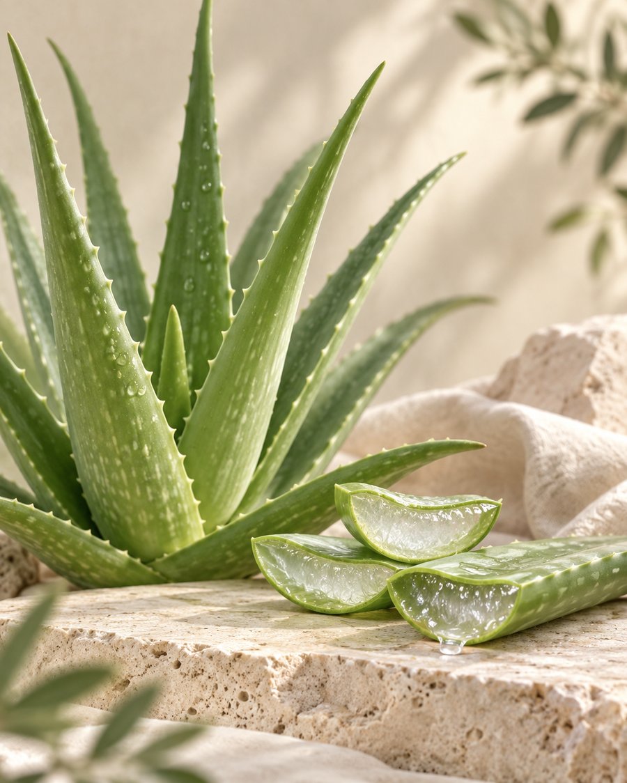 Frische Aloe-Vera-Pflanze mit Blättern